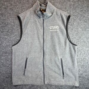 Harriton Fleece Vest Mens Large Gray Full Zip STSARS logo Soft Outdoor Layer L